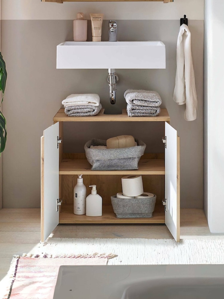 Julian Bowen Artisan Oak Austin 2 Drawer Under Sink 2 Door Cabinet - Image 2 of 13
