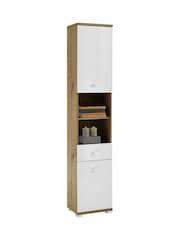 Julian Bowen Artisan Oak White Pool Tall Cabinet - Image 2 of 10