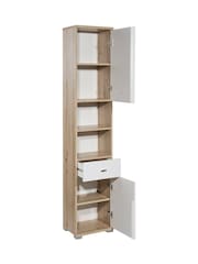 Julian Bowen Artisan Oak White Pool Tall Cabinet - Image 3 of 10