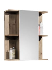 Julian Bowen Viking Oak Black Vista Mirror Cabinet - Image 3 of 10
