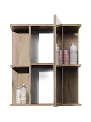 Julian Bowen Viking Oak Black Vista Mirror Cabinet - Image 5 of 10