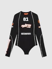 Reiss Black Bianca McLaren F1 Team Printed Race Bodysuit - Image 2 of 6