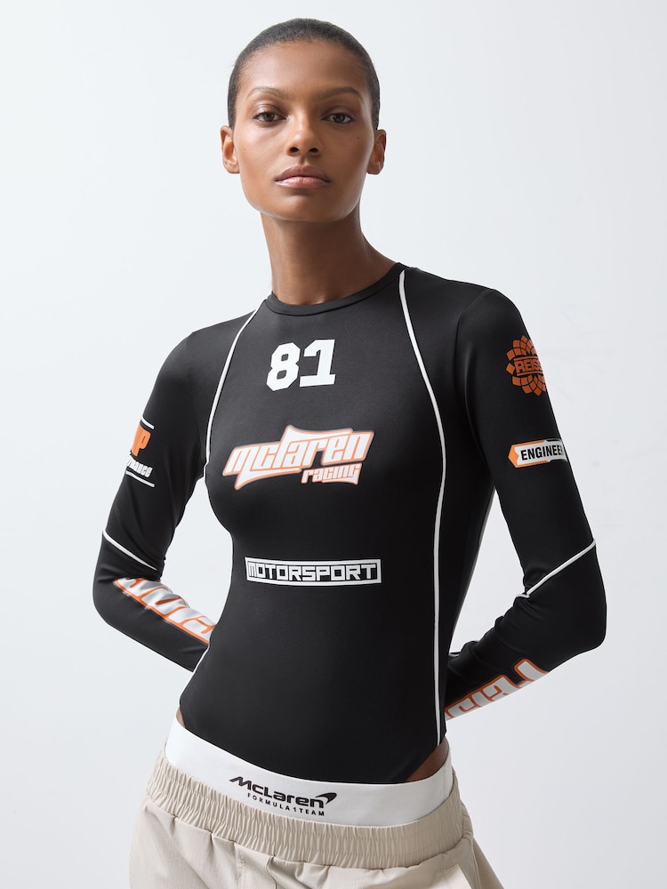 Reiss Black Bianca McLaren F1 Team Printed Race Bodysuit - Image 3 of 6