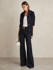 Reiss Navy Cat Wool-Cashmere Spread Collar Cardigan - Image 3 of 7