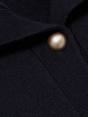 Reiss Navy Cat Wool-Cashmere Spread Collar Cardigan - Image 7 of 7