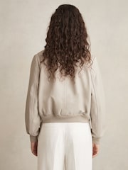 Reiss Grey Jasmine Leather Bomber Jacket - Image 5 of 7