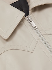 Reiss Grey Jasmine Leather Bomber Jacket - Image 7 of 7