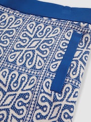 Reiss Blue/White Redhill Tile Pattern Knit Shorts - Image 5 of 5