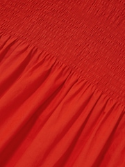 Reiss Red Annabel Cotton Shirred Midi Dress - Image 6 of 6