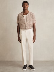 Reiss Brown/White River Tile Pattern Knit Shirt - Image 4 of 8