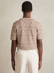 Reiss Brown/White River Tile Pattern Knit Shirt - Image 6 of 8