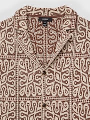 Reiss Brown/White River Tile Pattern Knit Shirt - Image 8 of 8
