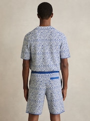 Reiss Blue/White River Tile Pattern Knit Shirt - Image 5 of 6