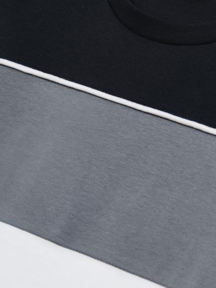 Reiss Airforce Blue Multi Cole 13-14 yrs Cotton Colour-Block Piped T-Shirt - Image 4 of 4