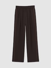 Reiss Chocolate Brown Remi Elasticated Side Stripe Wide Leg Trousers - Image 2 of 6