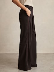 Reiss Chocolate Brown Remi Elasticated Side Stripe Wide Leg Trousers - Image 3 of 6