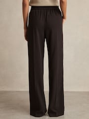 Reiss Chocolate Brown Remi Elasticated Side Stripe Wide Leg Trousers - Image 5 of 6