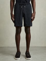 Reiss Navy Alvar Wave Jacquard Drawstring Shorts - Image 3 of 6