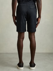 Reiss Navy Alvar Wave Jacquard Drawstring Shorts - Image 5 of 6
