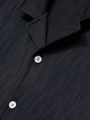 Reiss Navy Elio Wave-Jacquard Cuban-Collar Shirt - Image 6 of 6