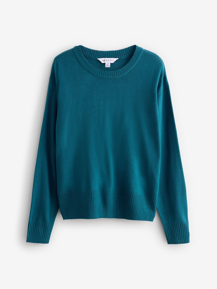 Teal Blue Cosy Crew Neck Jumper - Image 1 of 1