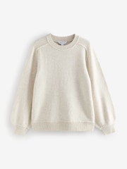 Ecru White Ribbed Knitted Crew Neck Jumper - Image 1 of 1