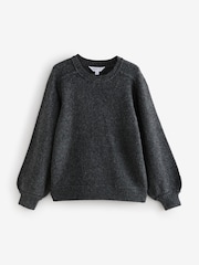 Grey Ribbed Knitted Crew Neck Jumper - Image 1 of 1