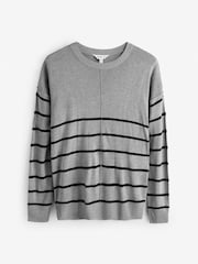 Серый - Свитшот в полоску с круглым вырезом и длинными рукавами - Изображение 1 1