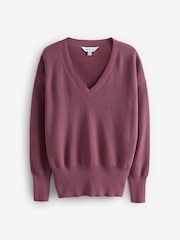 Pink V-Neck Long Sleeves 100% Cotton Jumper - Image 1 of 1
