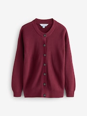 Plum Purple Knit Buttoned Crew Neck Cardigan - Image 1 of 1