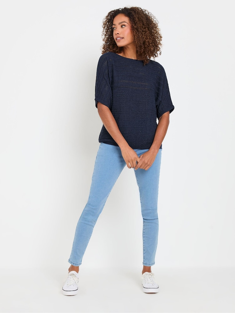 M&Co Blue Slash Neck Short Sleeve Jumper - Image 2 of 5