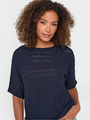 M&Co Blue Slash Neck Short Sleeve Jumper - Image 4 of 5