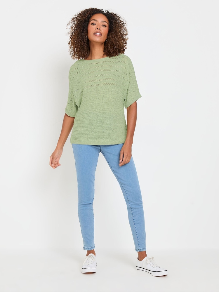 M&Co Green Slash Neck Short Sleeve Jumper - Image 2 of 5 M&Co Green Slash Neck Short Sleeve Jumper - Image 2 of 5