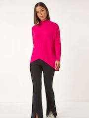 Roman Pink Ribbed High Neck Knit Jumper - Image 2 of 5