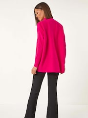 Roman Pink Ribbed High Neck Knit Jumper - Image 3 of 5