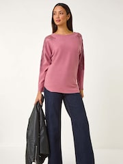 Roman Pink Hotfix Embellished Sleeve Knit Jumper - Image 2 of 5