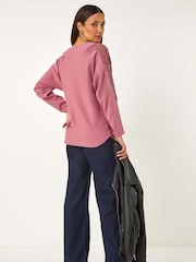 Roman Pink Hotfix Embellished Sleeve Knit Jumper - Image 3 of 5