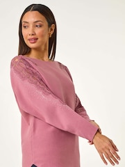 Roman Pink Hotfix Embellished Sleeve Knit Jumper - Image 4 of 5