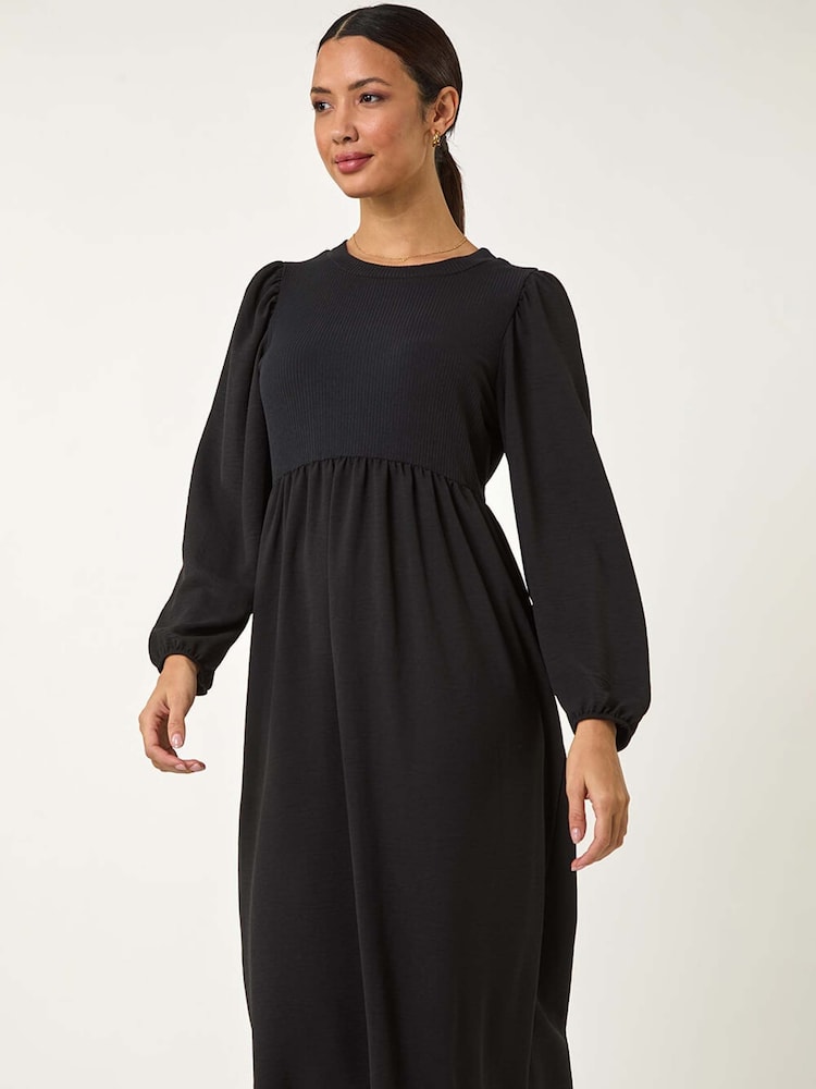 Roman Black Jersey Mix Stretch Midi Dress - Image 2 of 5