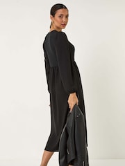 Roman Black Jersey Mix Stretch Midi Dress - Image 3 of 5