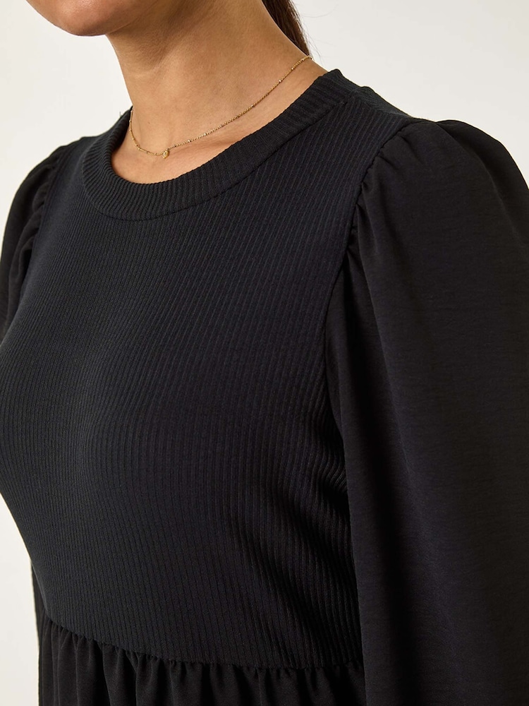 Roman Black Jersey Mix Stretch Midi Dress - Image 5 of 5