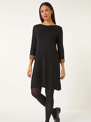 Roman Black Double Faced Knitted Shfit Dress - Image 2 of 5