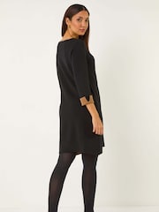 Roman Black Double Faced Knitted Shfit Dress - Image 3 of 5