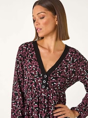 Vestido Roman com estampa floral e detalhes em botões - Imagem 4 de 5