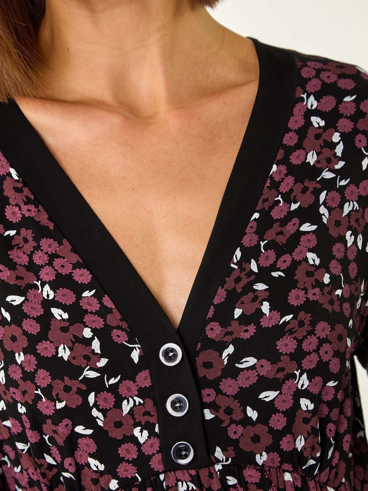 Vestido Roman com estampa floral e detalhes em botões - Imagem 5 de 5