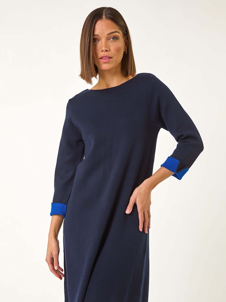 Roman Blue Double Faced Knitted Shfit Dress - Image 2 of 5