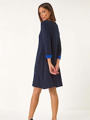 Roman Blue Double Faced Knitted Shfit Dress - Image 3 of 5