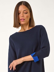 Roman Blue Double Faced Knitted Shfit Dress - Image 4 of 5