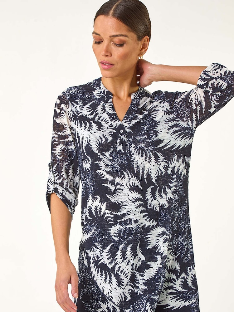 Roman Black Abstract Print Layer Tunic Top - Image 1 of 5 Roman Black Abstract Print Layer Tunic Top - Image 1 of 5
