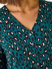 Roman Blue Abstract Printed V-Neck Tunic Top - Image 5 of 5